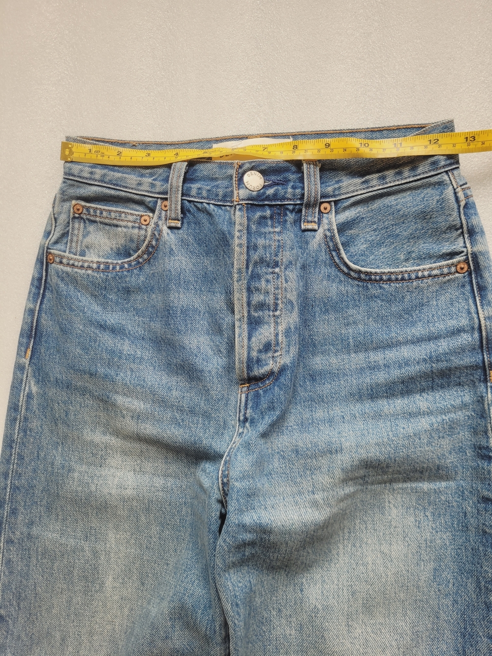 Denim Forum Farrah Wide Leg High Rise Crop Jeans Raw Hem Blue 25 - Picture 13 of 16